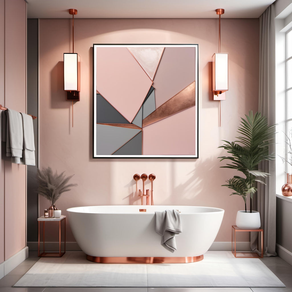 Blush Pink Geometric Art Print: Modern Minimalist Decor (Digital Download)