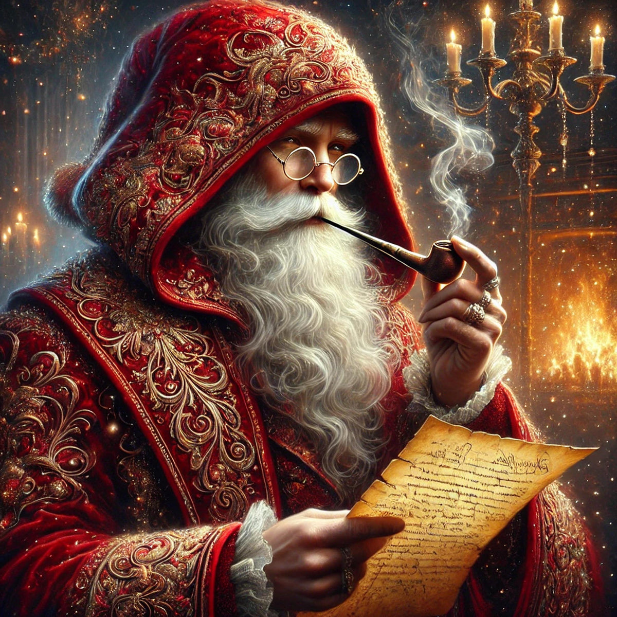Victorian Santa Art Print: Classic Christmas Fireplace Scene (Digital Download)