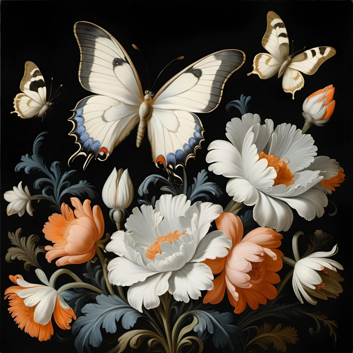 Butterfly Floral Art Print: Vintage Rococo Style (Digital Download)