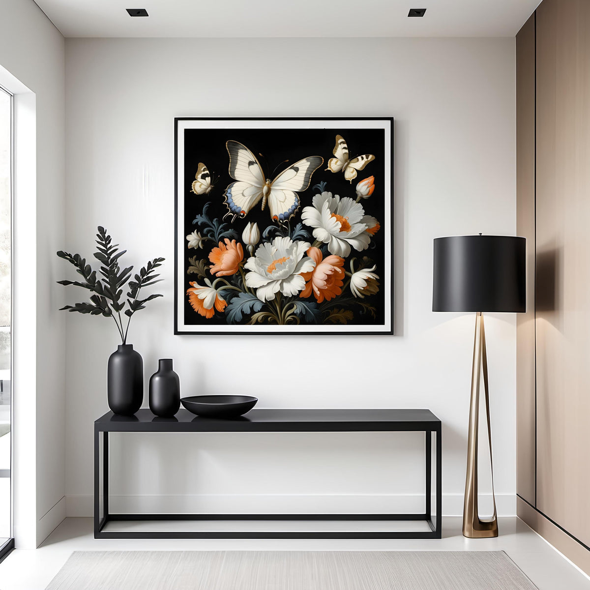 Butterfly Floral Art Print: Vintage Rococo Style (Digital Download)