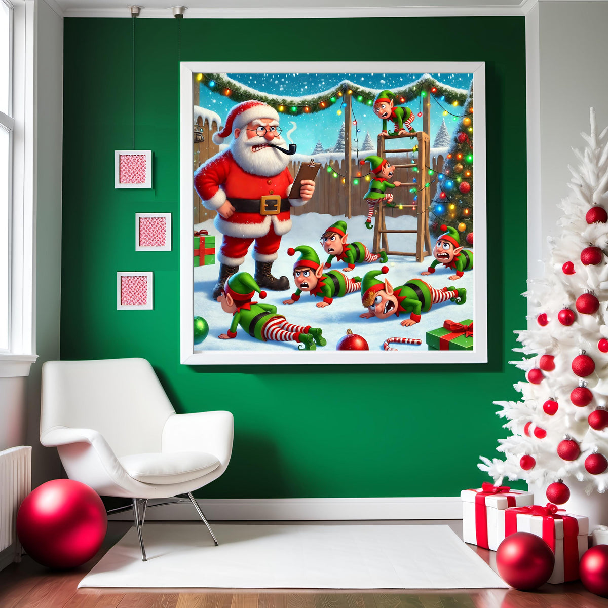 Funny Elf Boot Camp Art: Christmas Humor Print (Digital Download)