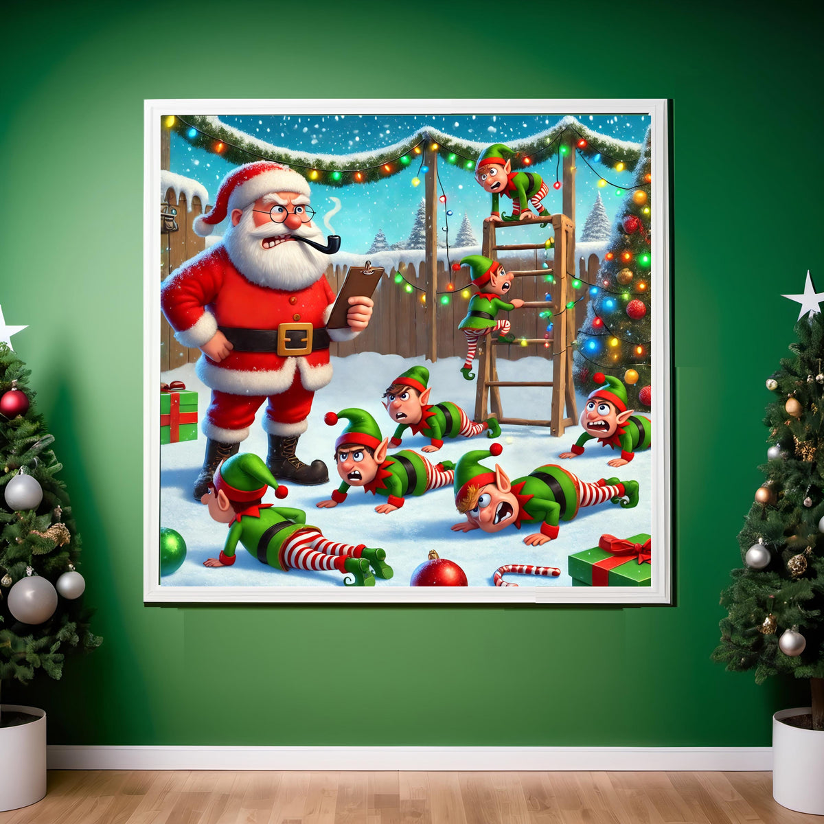 Funny Elf Boot Camp Art: Christmas Humor Print (Digital Download)