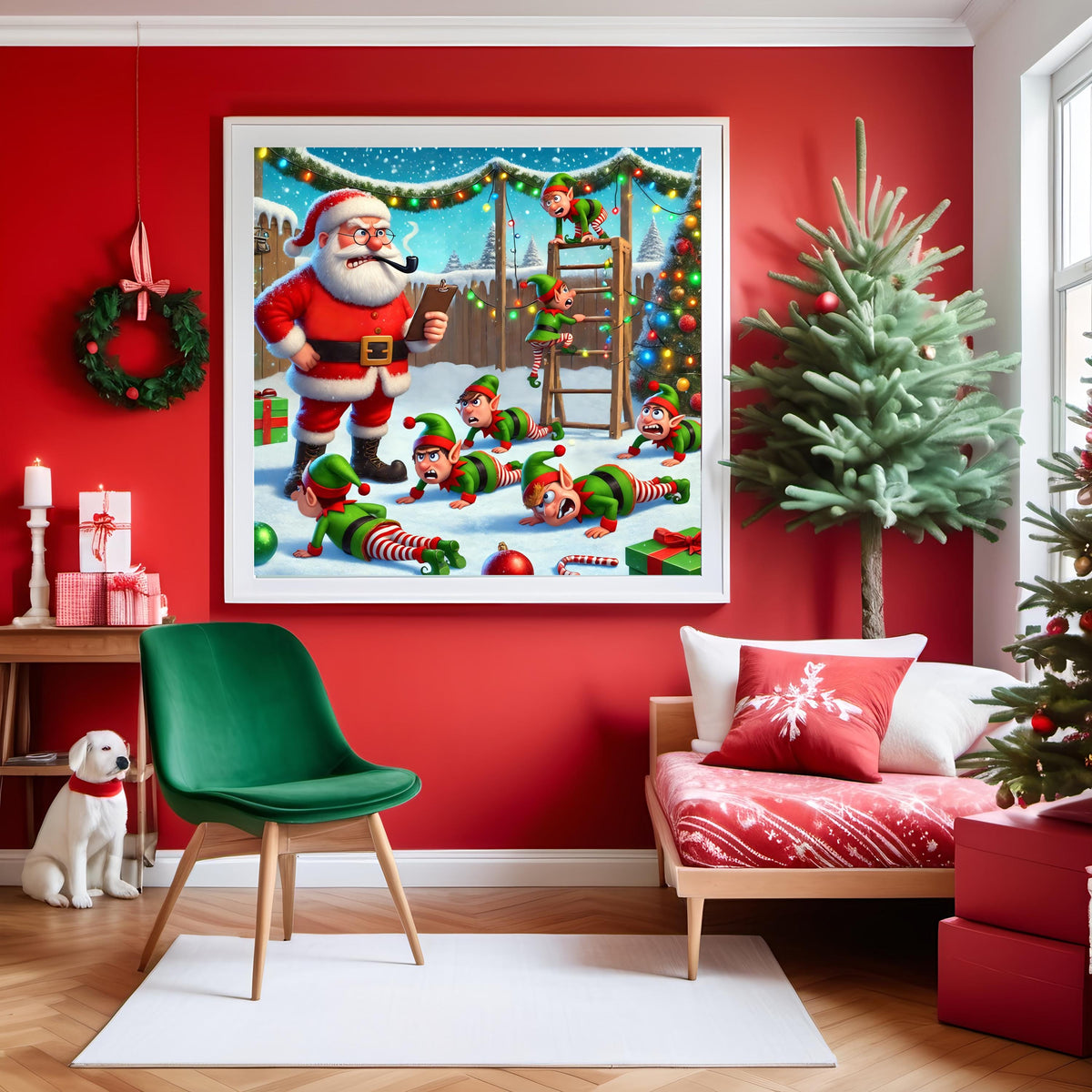 Funny Elf Boot Camp Art: Christmas Humor Print (Digital Download)