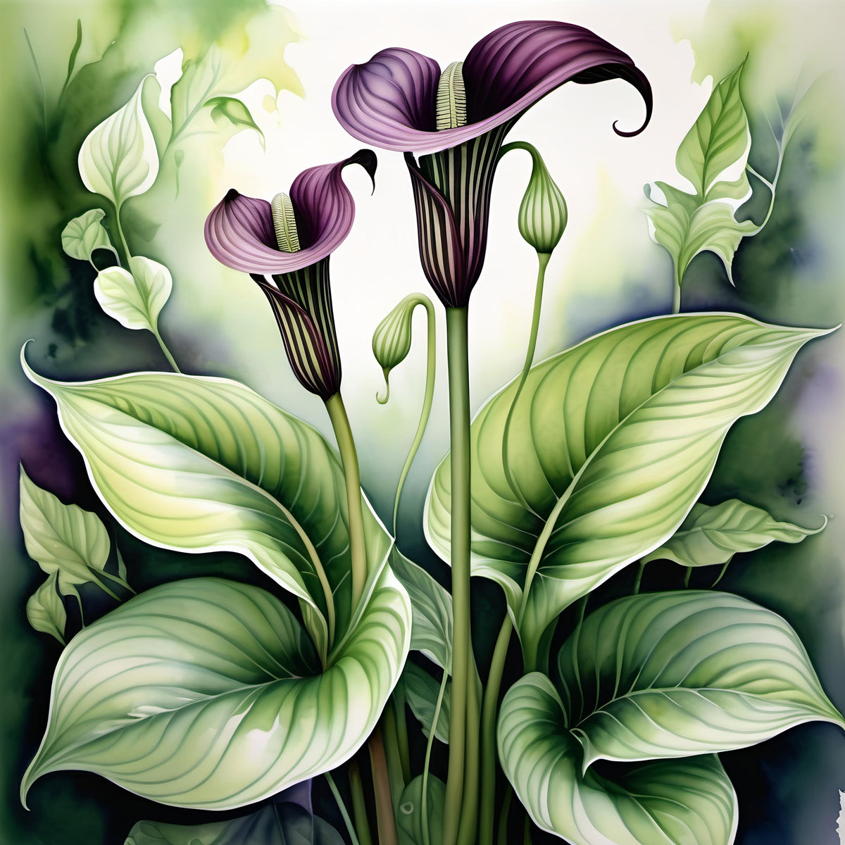 Jack in the Pulpit Botanical Art Print: Vintage Wildflower Illustration (Digital Download)