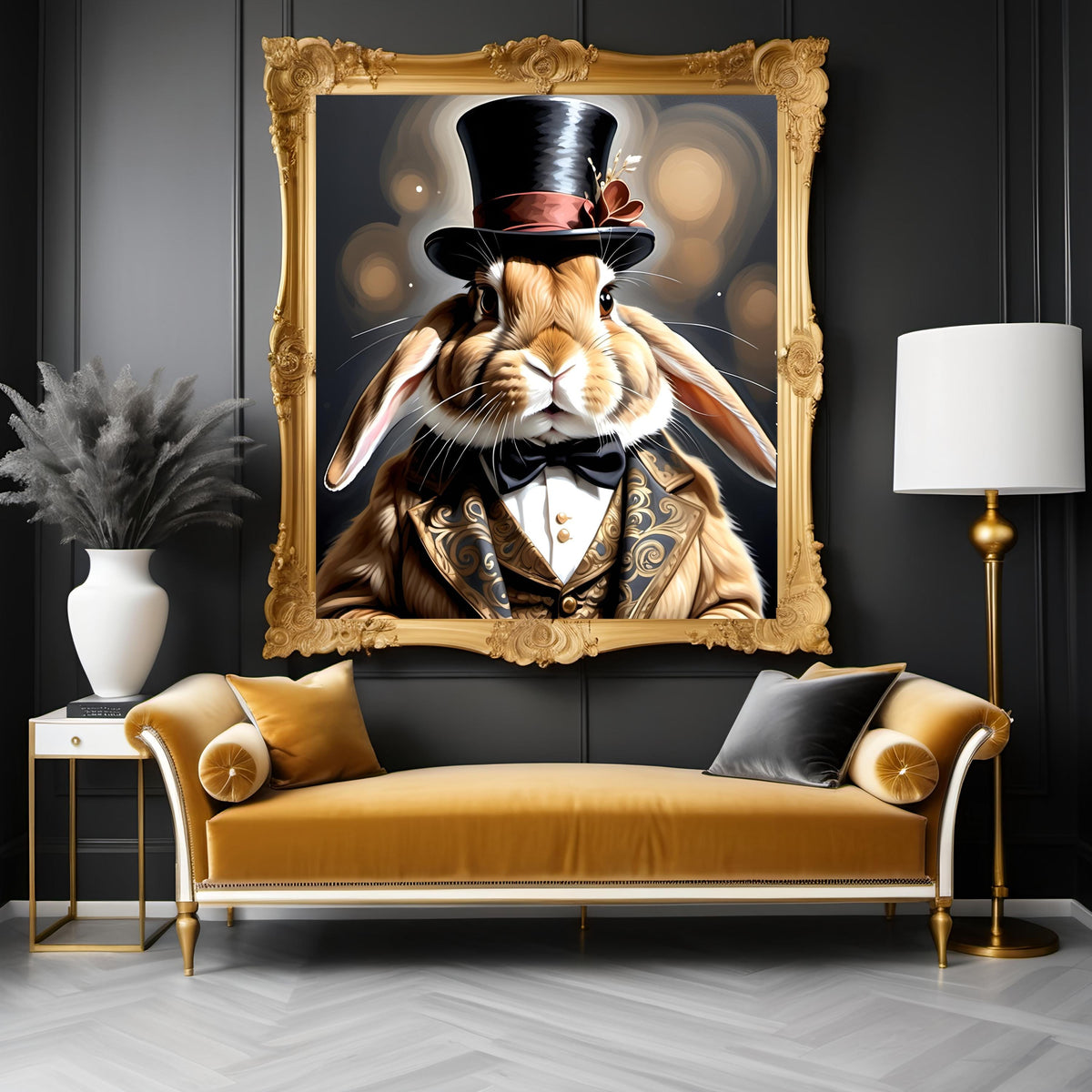 Victorian Rabbit Portrait: Dapper Bunny in Top Hat (Digital Download) 2