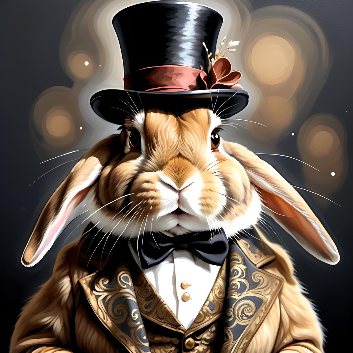 Victorian Rabbit Portrait: Dapper Bunny in Top Hat (Digital Download) 2
