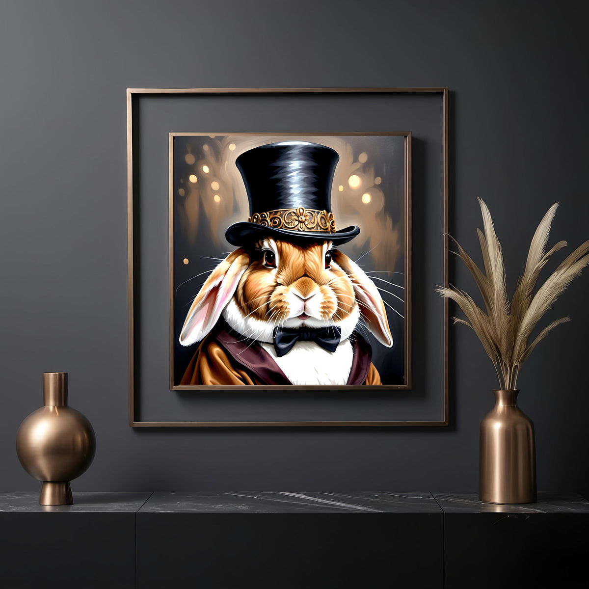 Victorian Rabbit Portrait: Dapper Bunny in Top Hat (Digital Download)