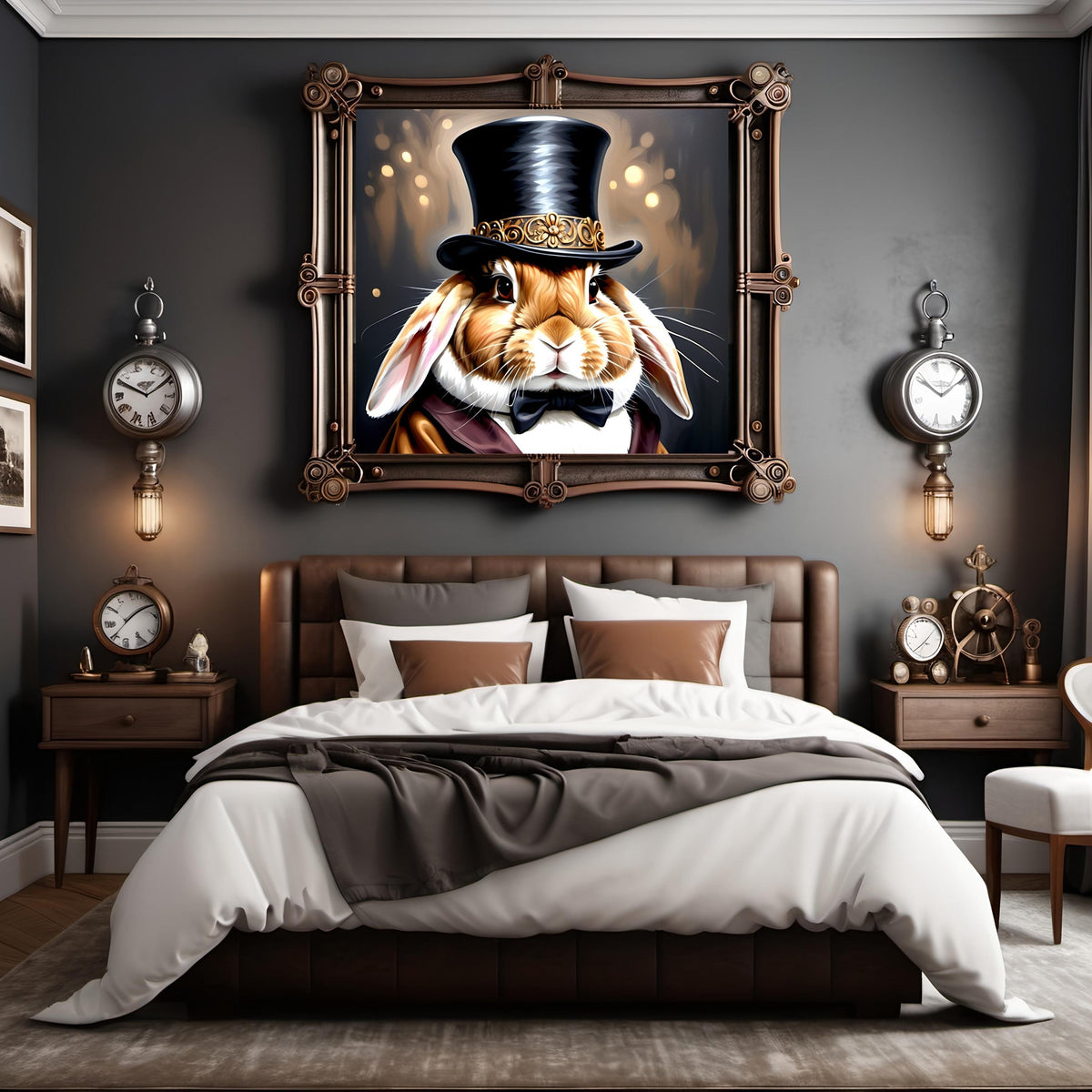 Victorian Rabbit Portrait: Dapper Bunny in Top Hat (Digital Download)