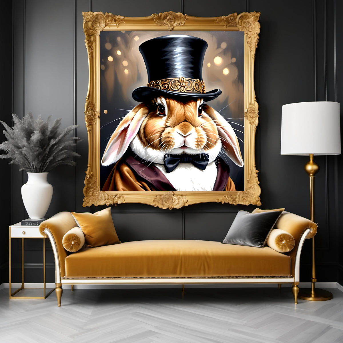 Victorian Rabbit Portrait: Dapper Bunny in Top Hat (Digital Download)