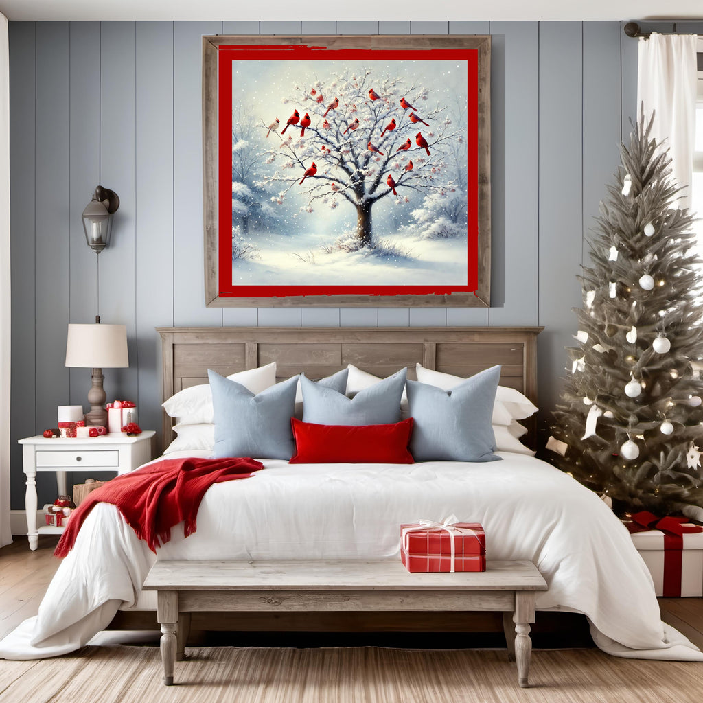 Winter Cardinals in Snowy Forest - Nature-Inspired Wall Art Digital Download