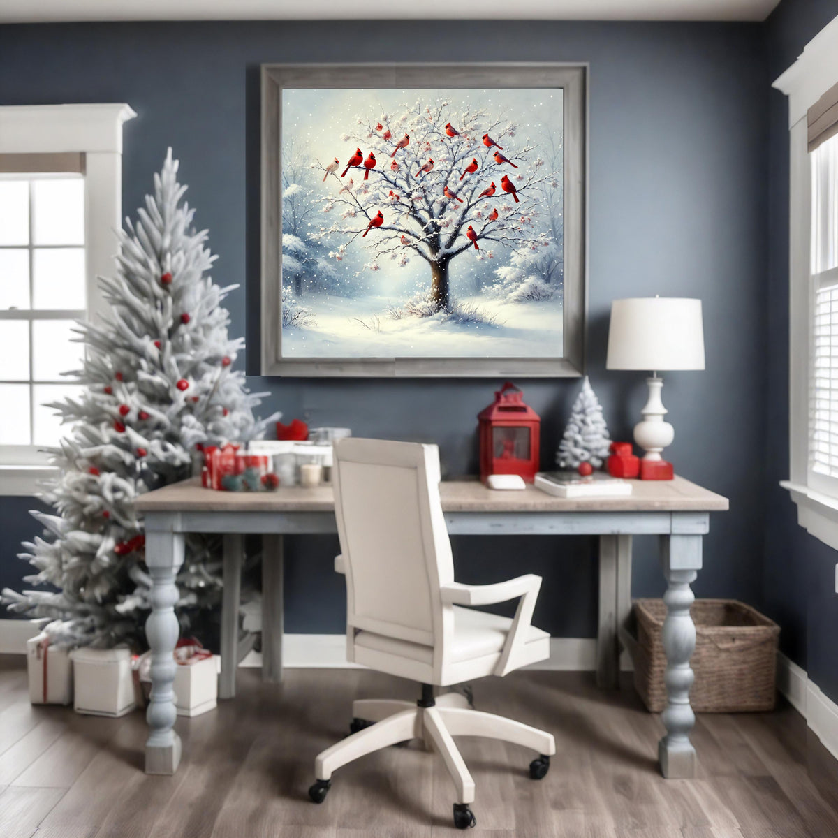 Winter Cardinals in Snowy Forest - Nature-Inspired Wall Art Digital Download