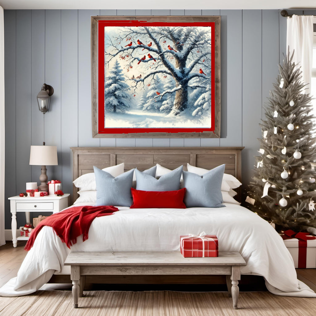 Winter Cardinal Print: Snowy Forest Nature Art (Digital Download)