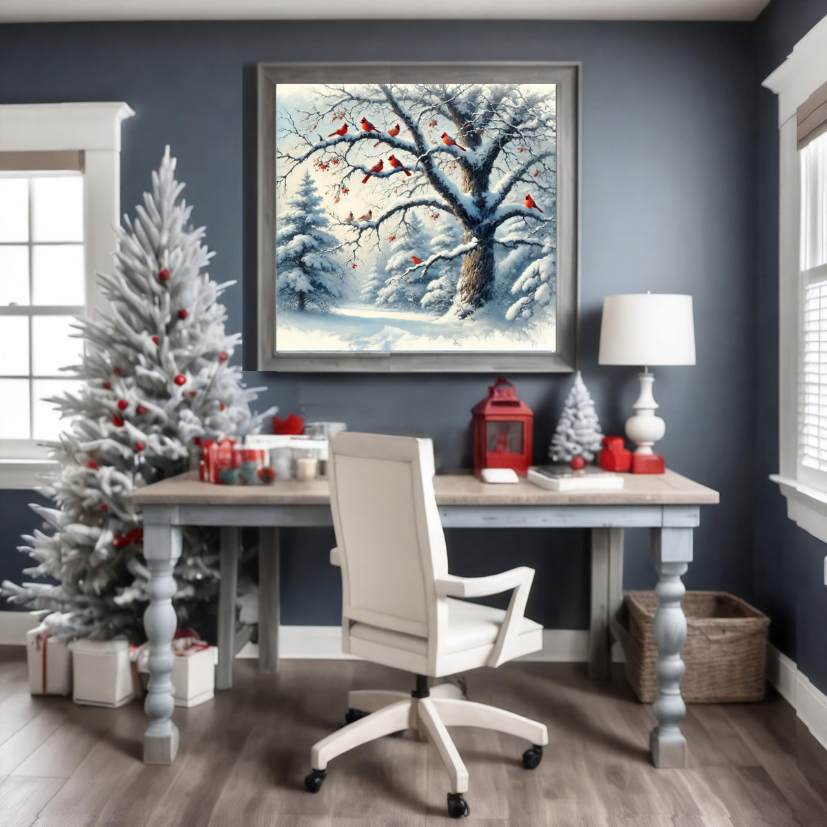 Winter Cardinal Print: Snowy Forest Nature Art (Digital Download)