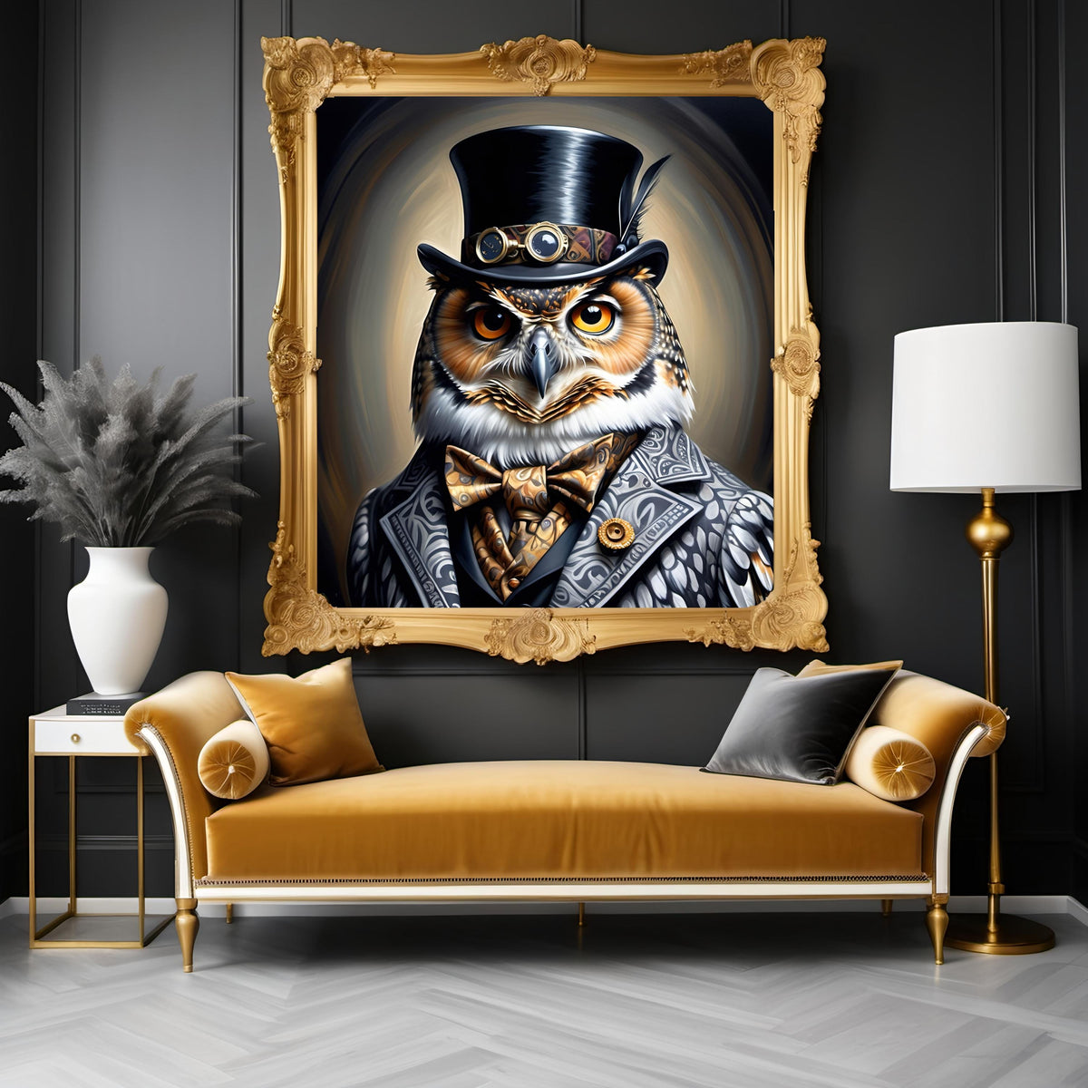 Steampunk Owl Portrait: Victorian Top Hat Digital Print (Digital Download)