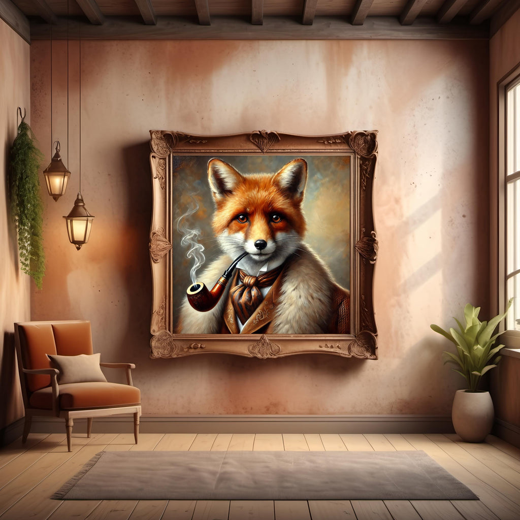 Victorian Red Fox Portrait: Elegant Animal Art Print (Digital Download)