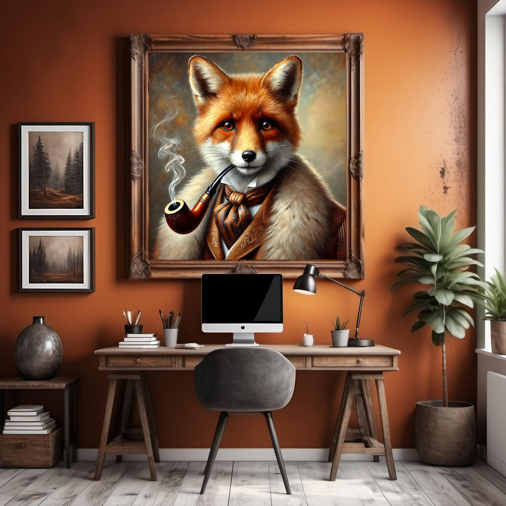 Victorian Red Fox Portrait: Elegant Animal Art Print (Digital Download)