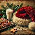 Vintage Santa Hat Christmas Print: Milk and Cookies Art (Digital Download)