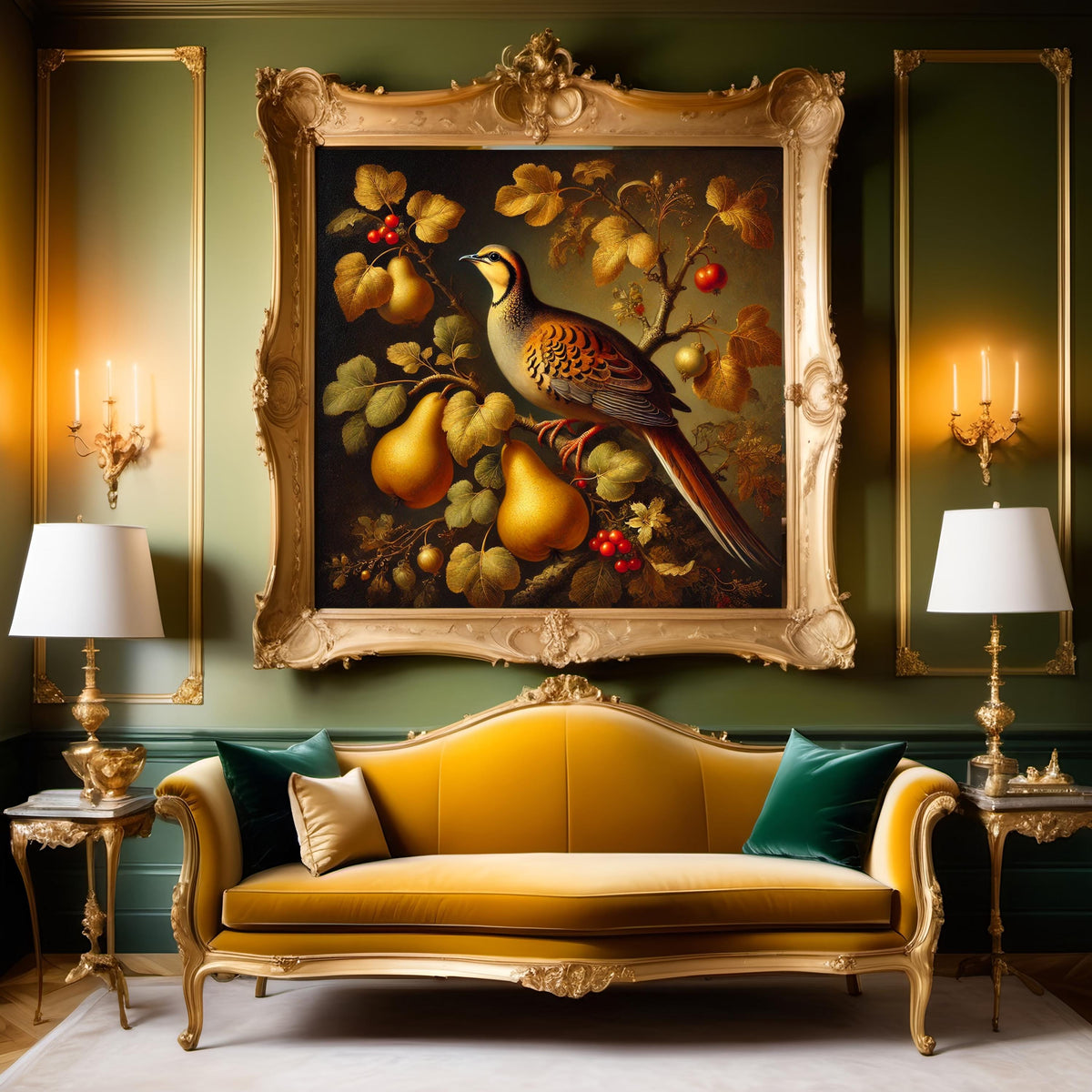 Partridge in a Pear Tree Art: Rustic Holiday Botanical Print (Digital Download)