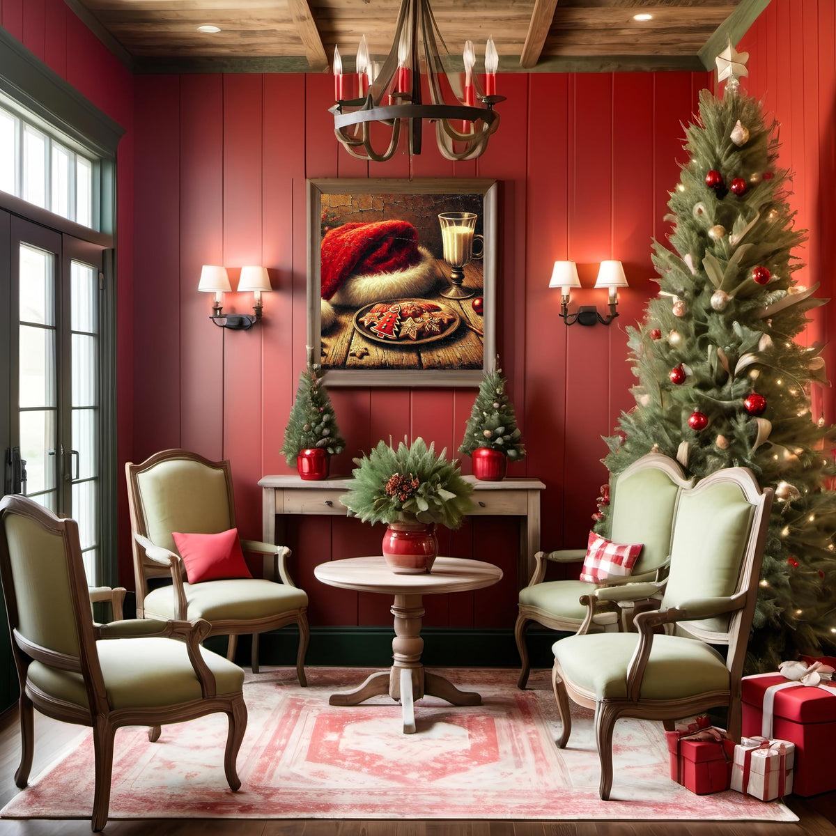 Vintage Santa Hat & Cookies Print: Nostalgic Christmas Decor (Digital Download)