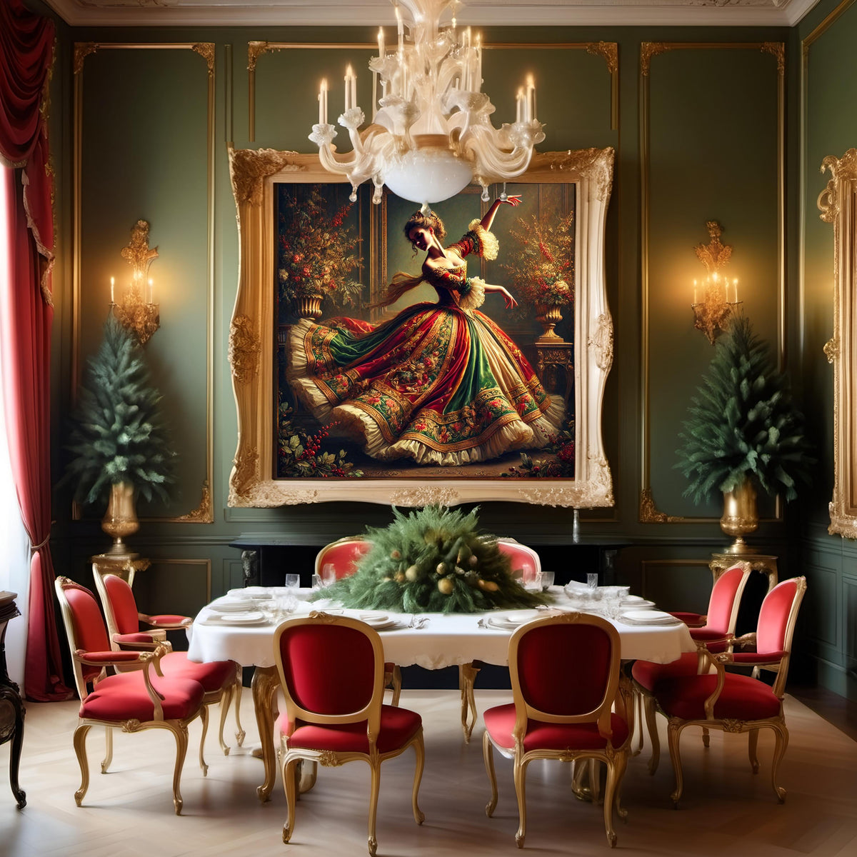 Victorian Holiday Art: Nine Ladies Dancing, Festive Digital Download