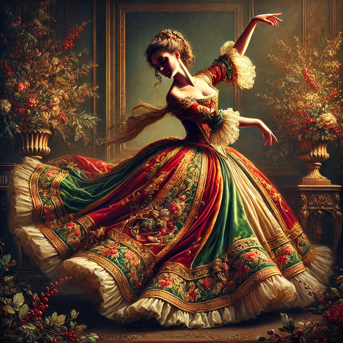 Victorian Holiday Art: Nine Ladies Dancing, Festive Digital Download
