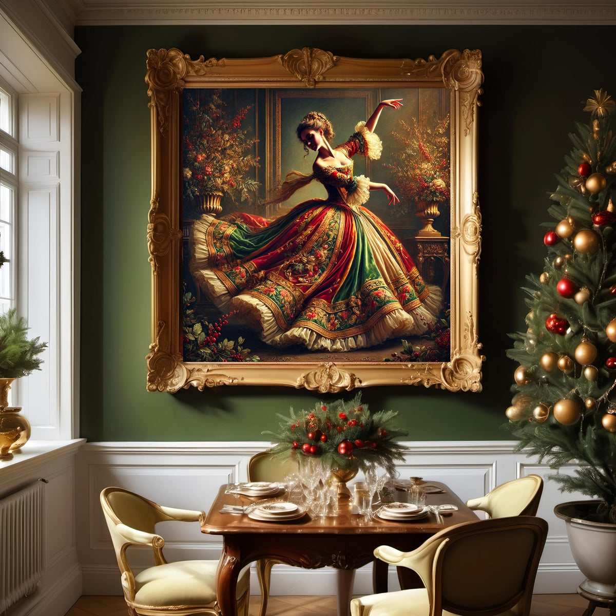 Victorian Holiday Art: Nine Ladies Dancing, Festive Digital Download