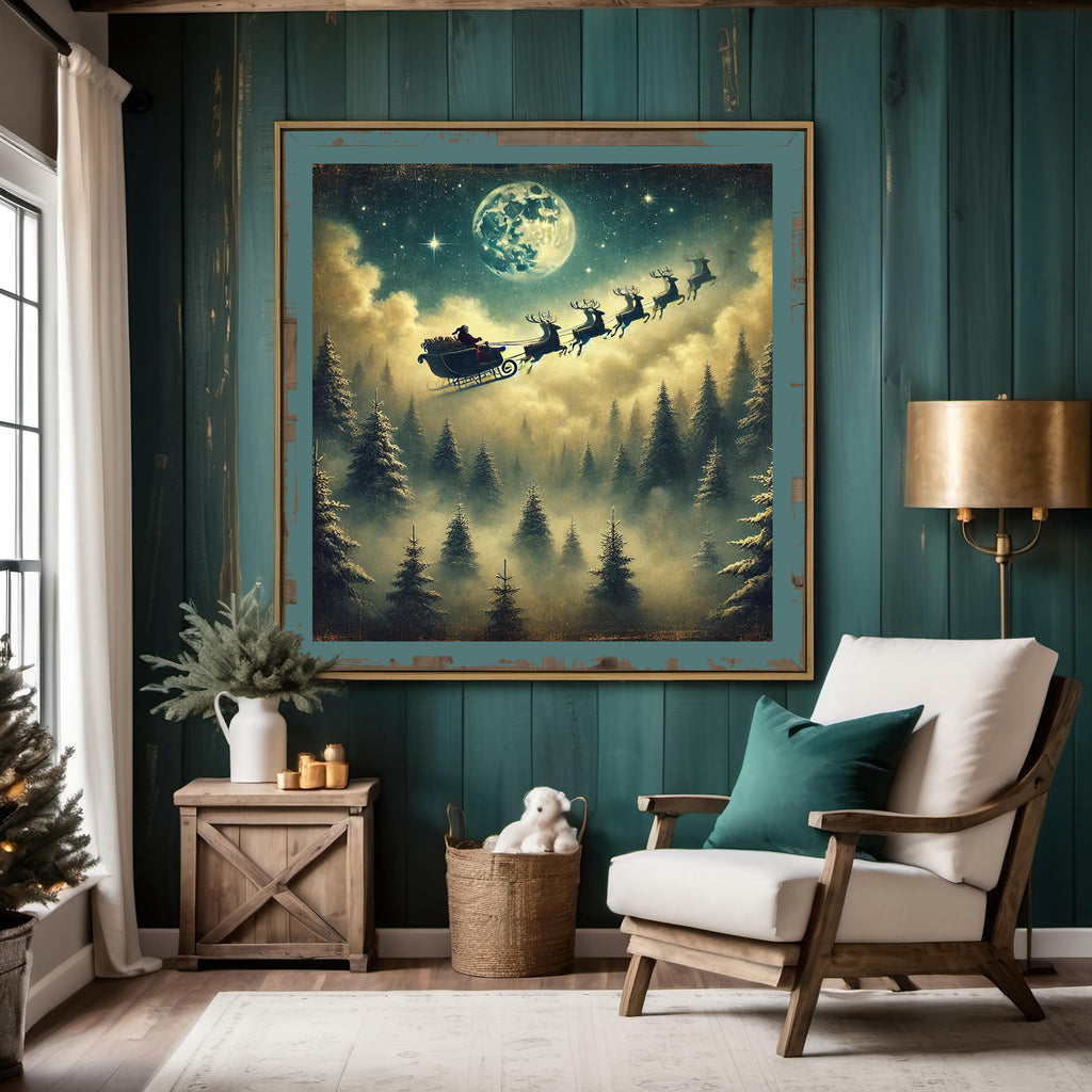 Victorian Santa Sleigh Print: Nostalgic Christmas Eve Scene (Digital Download)