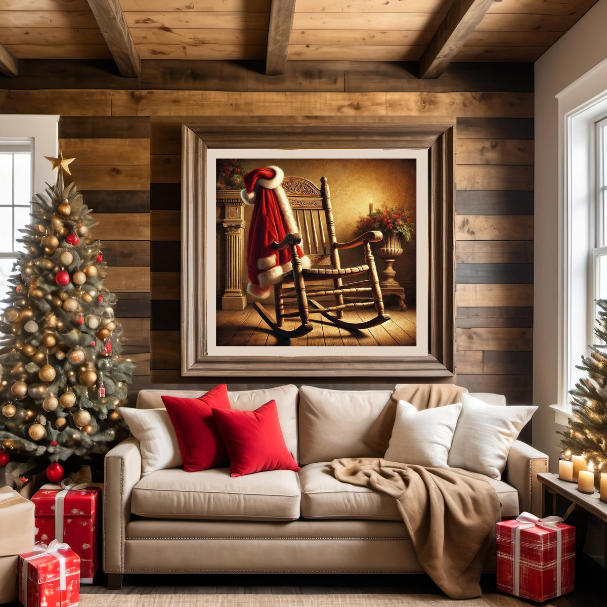 Victorian Christmas Print: Santa Coat on Rocking Chair (Digital Download)