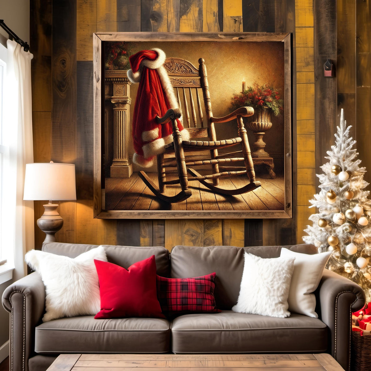 Victorian Christmas Print: Santa Coat on Rocking Chair (Digital Download)