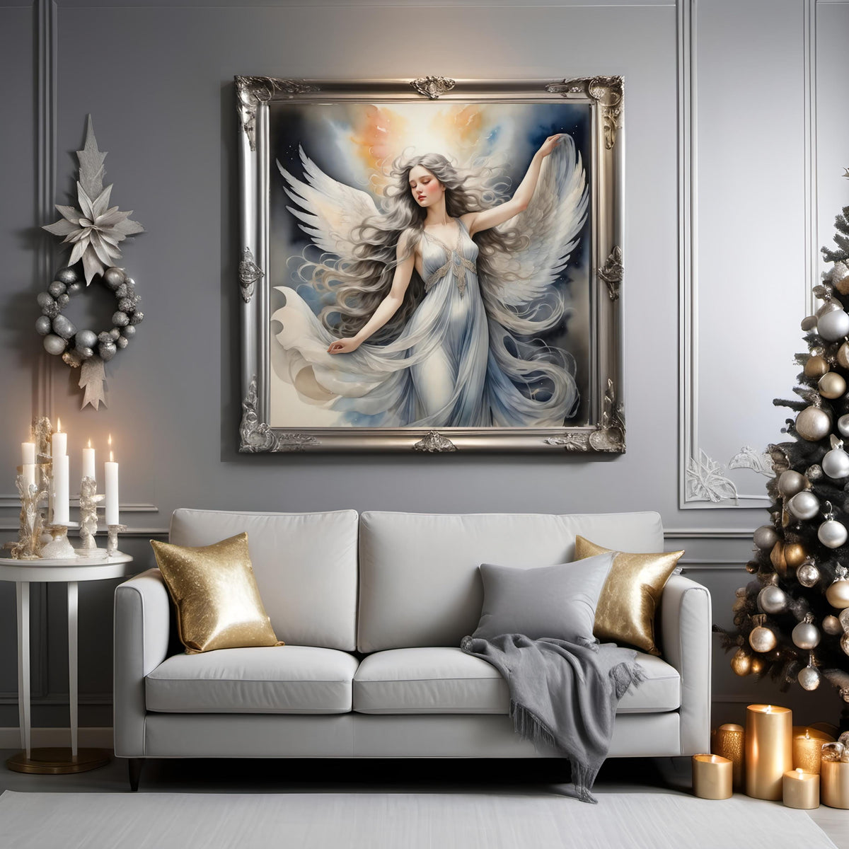Ethereal Angel Portrait: Celestial Wall Art (Digital Download)