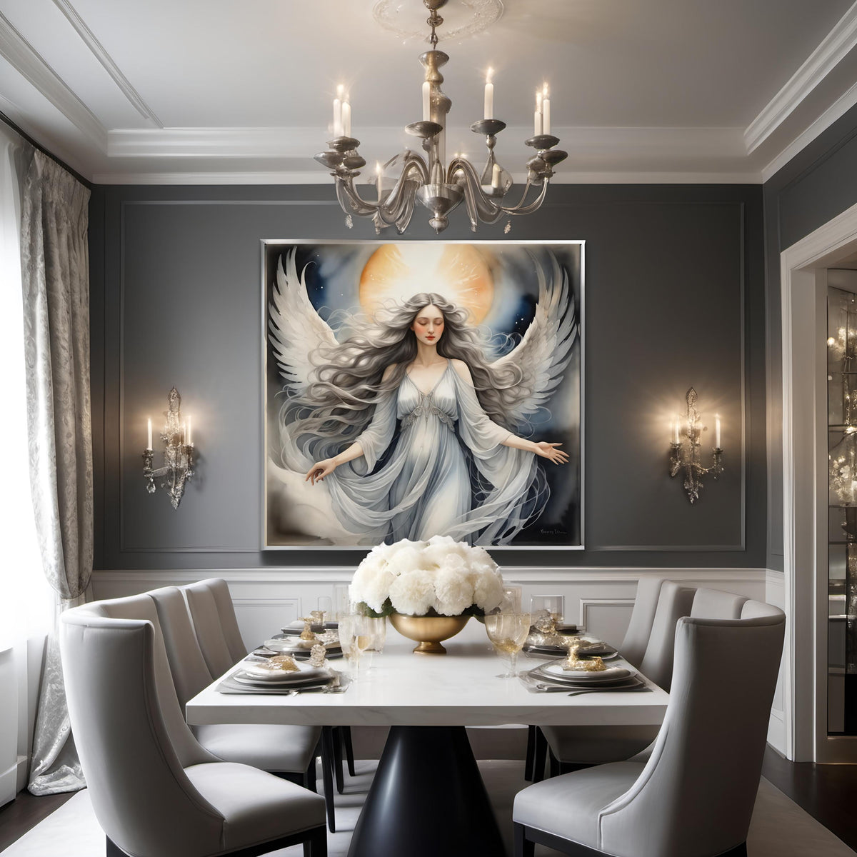 Ethereal Angel Wall Art: Wings of Serenity Digital Art Print (Instant Download)