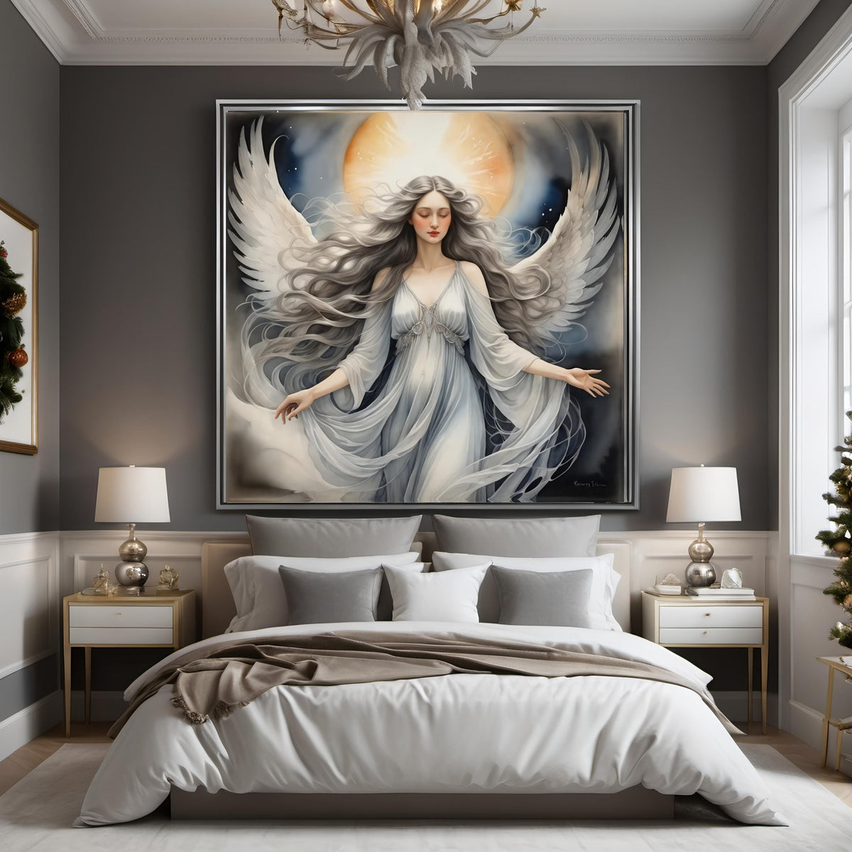 Ethereal Angel Wall Art: Wings of Serenity Digital Art Print (Instant Download)