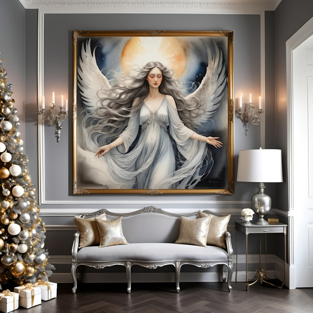 Ethereal Angel Wall Art: Wings of Serenity Digital Art Print (Instant Download)