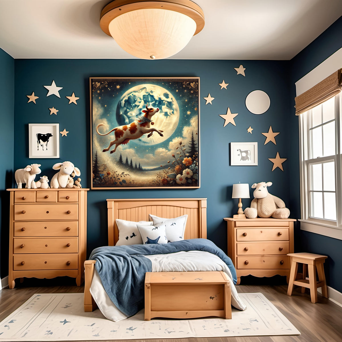 Victorian Cow Jumping Over the Moon Print: Nostalgic Nursery Art (Digital Download)