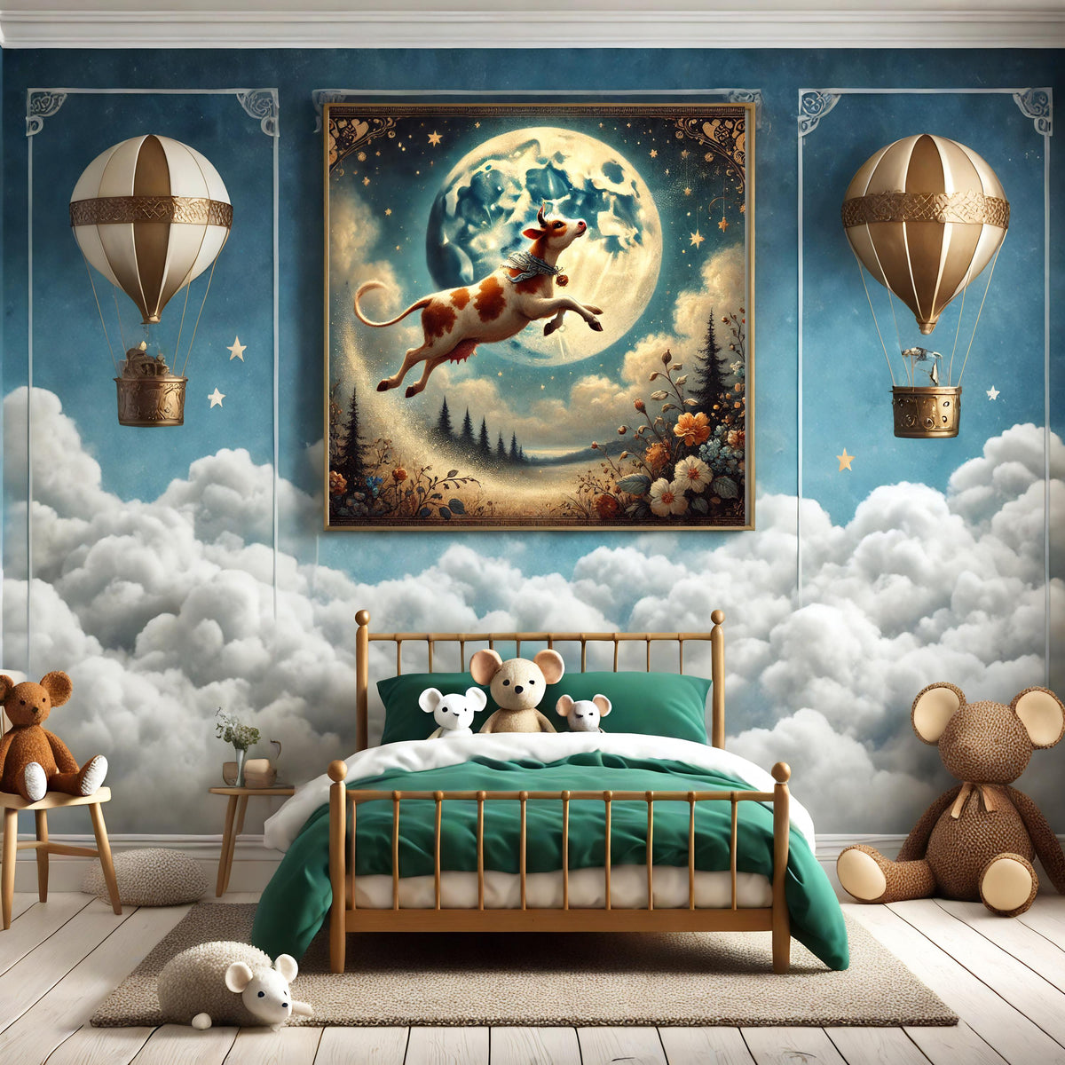 Victorian Cow Jumping Over the Moon Print: Nostalgic Nursery Art (Digital Download)