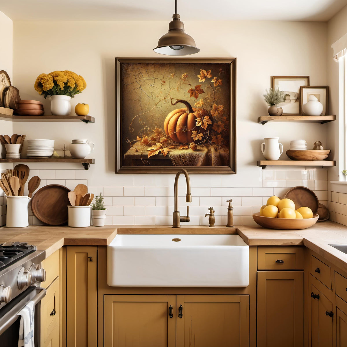 Victorian Pumpkin Still Life Art: Rustic Autumn Decor (Digital Print)