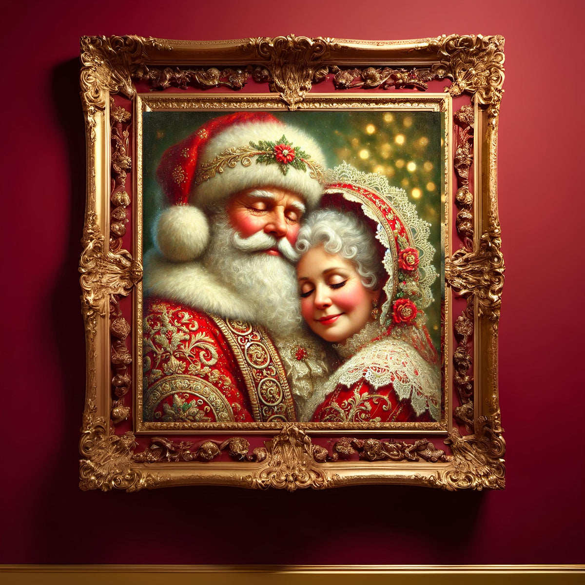 Santa and Mrs. Claus Art Print: Romantic Christmas Decor (Digital Download)