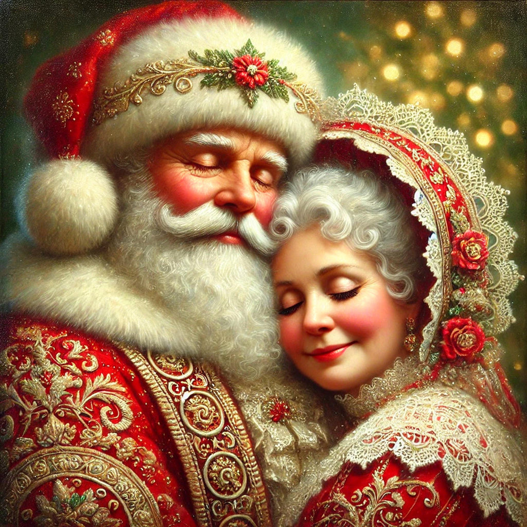 Santa and Mrs. Claus Art Print: Romantic Christmas Decor (Digital Download)