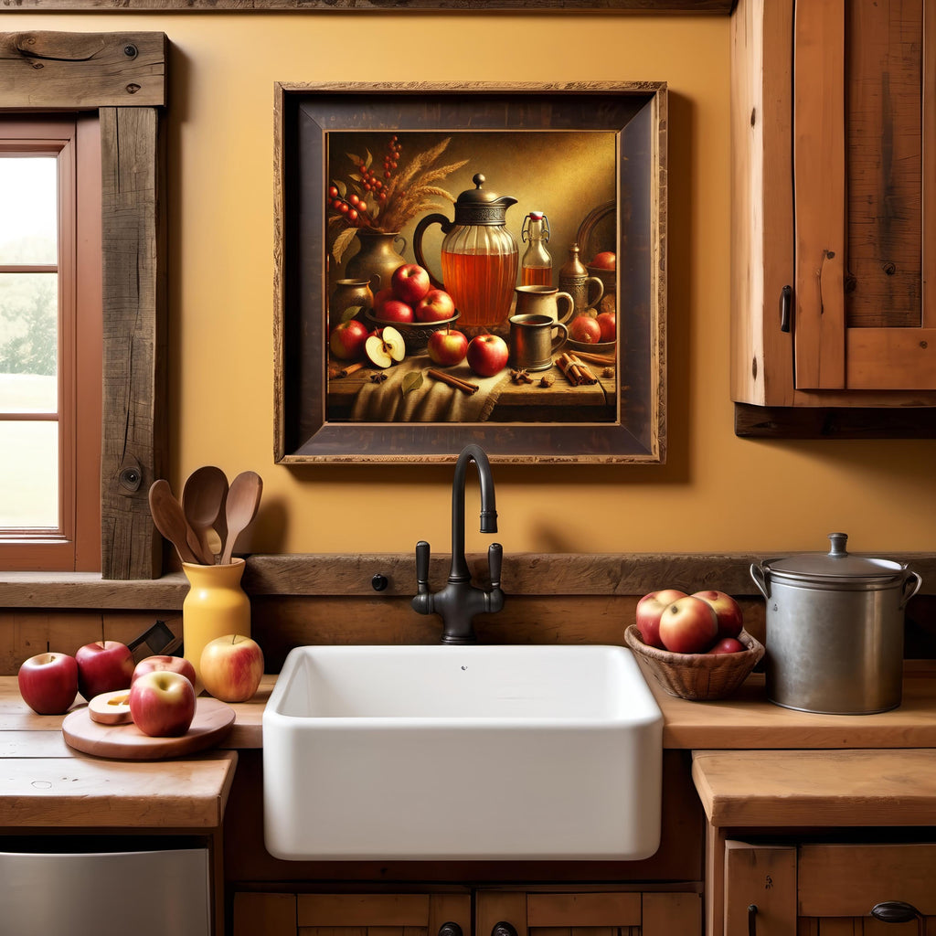 Rustic Apple Cider Still Life Print: Victorian Autumn Decor (Digital Download)