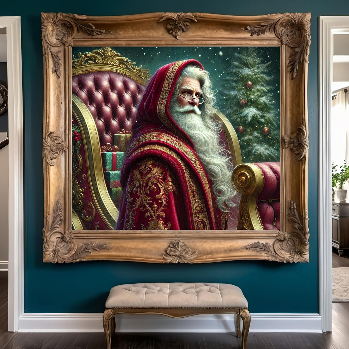 Regal Santa Claus Art: Elegant Christmas Sleigh Decor (Digital Download)