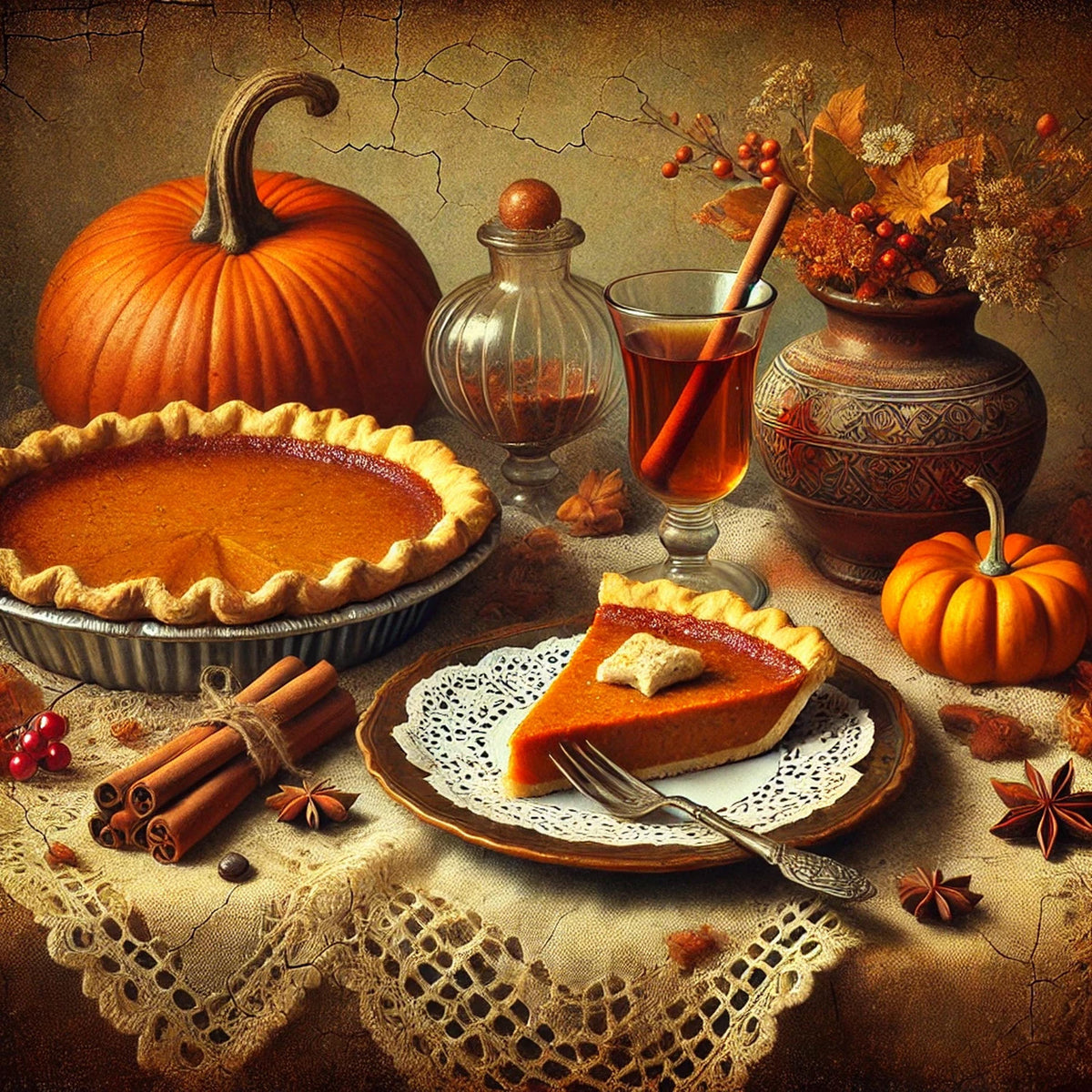 Victorian Pumpkin Pie Still Life Print: Rustic Thanksgiving Decor (Digital Download)