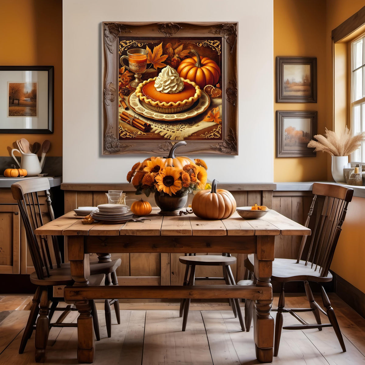 Victorian Pumpkin Pie Print: Thanksgiving Still Life, Autumn Decor (Digital Download)