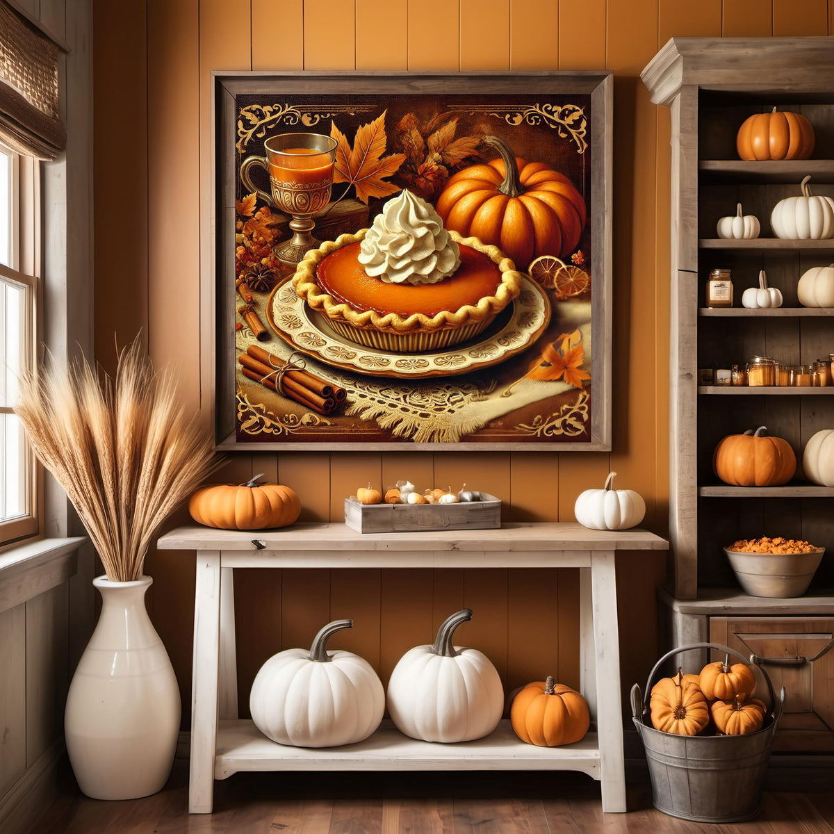 Victorian Pumpkin Pie Print: Thanksgiving Still Life, Autumn Decor (Digital Download)