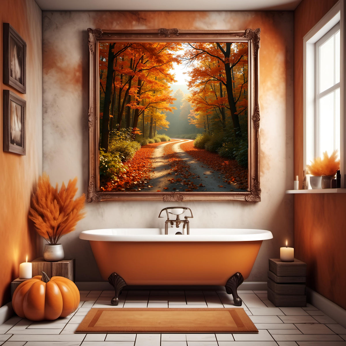 Autumn Forest Road Digital Print: Golden Fall Wall Art (Digital Download)