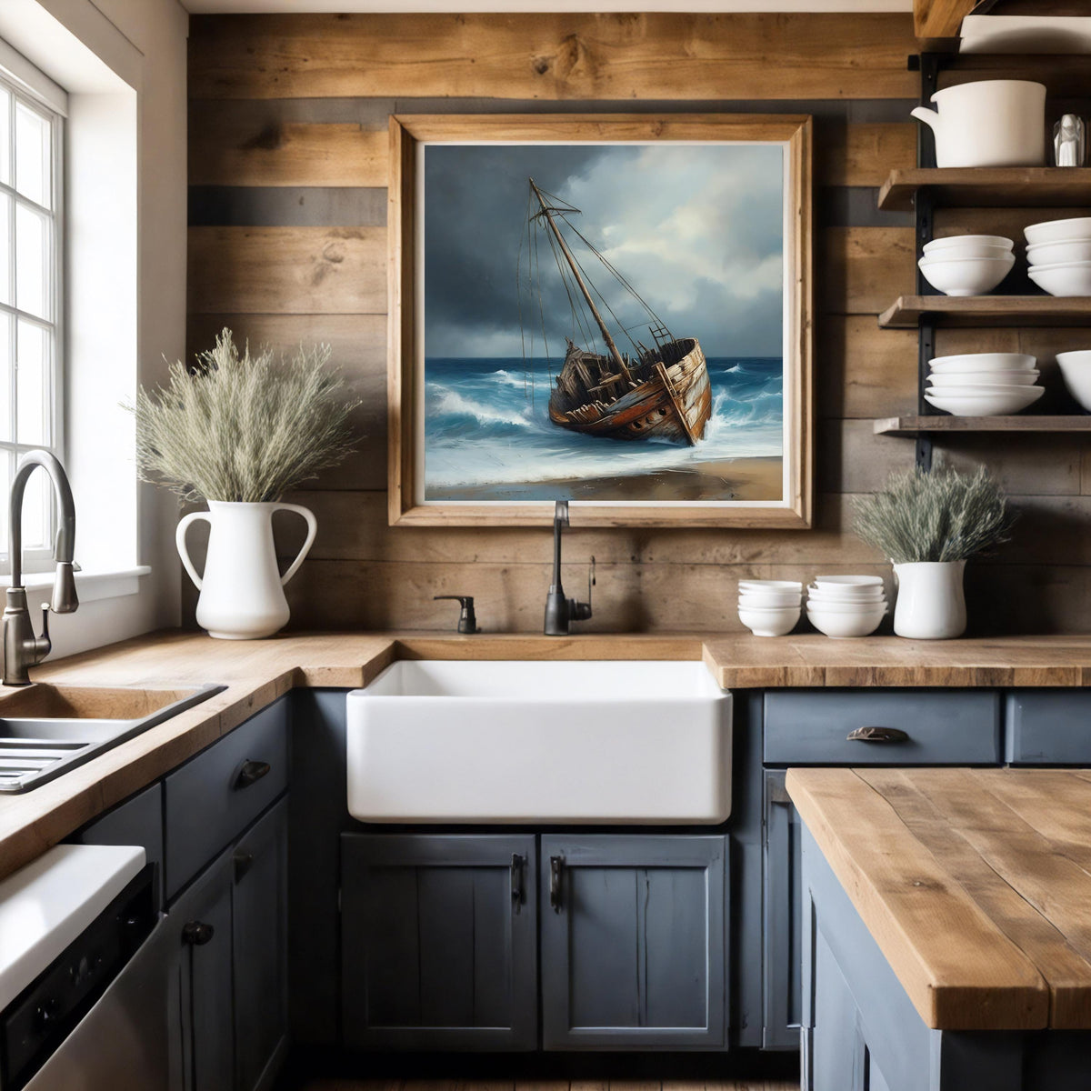 Shipwreck Coastal Art Print: Weathered Nautical Scene (Digital Download)
