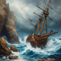 Stormy Seas Ship Print: Dramatic Nautical Wall Art (Digital Download)