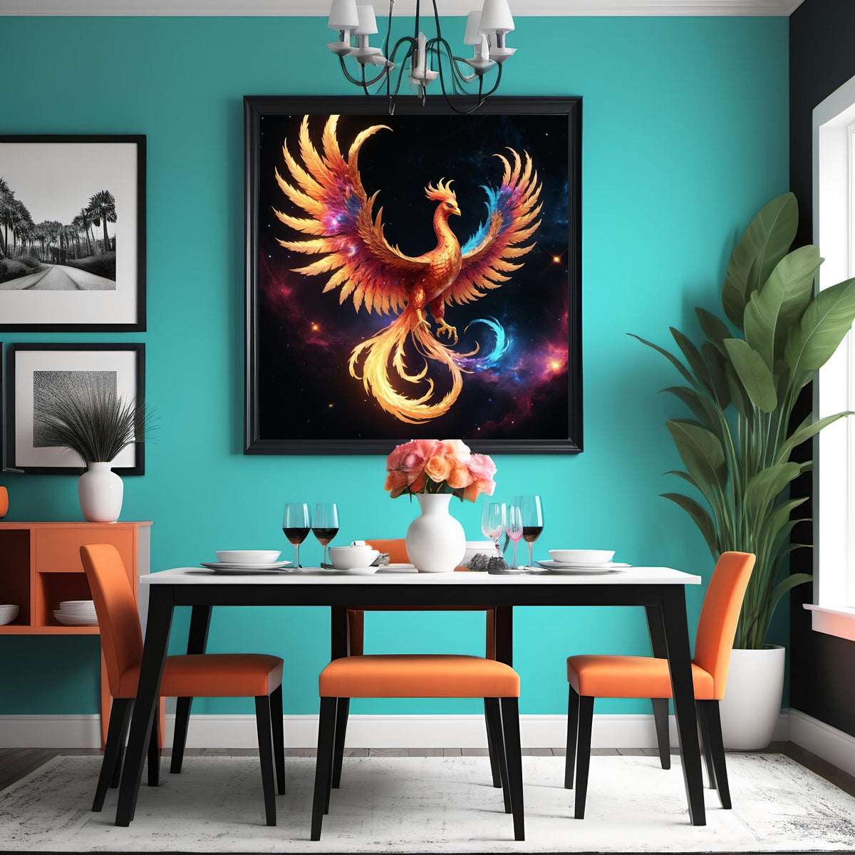 Fiery Phoenix Digital Print: Celestial Fantasy Art (Digital Download)
