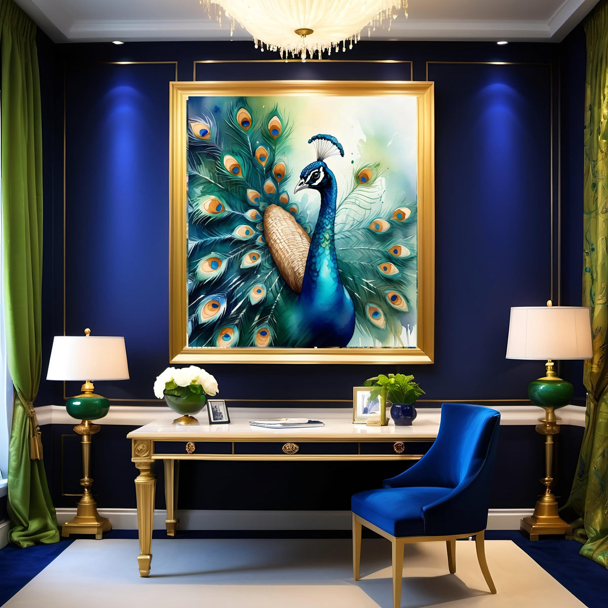 Watercolor Peacock Print: Vibrant Plumage Wall Art (Digital Download) 2