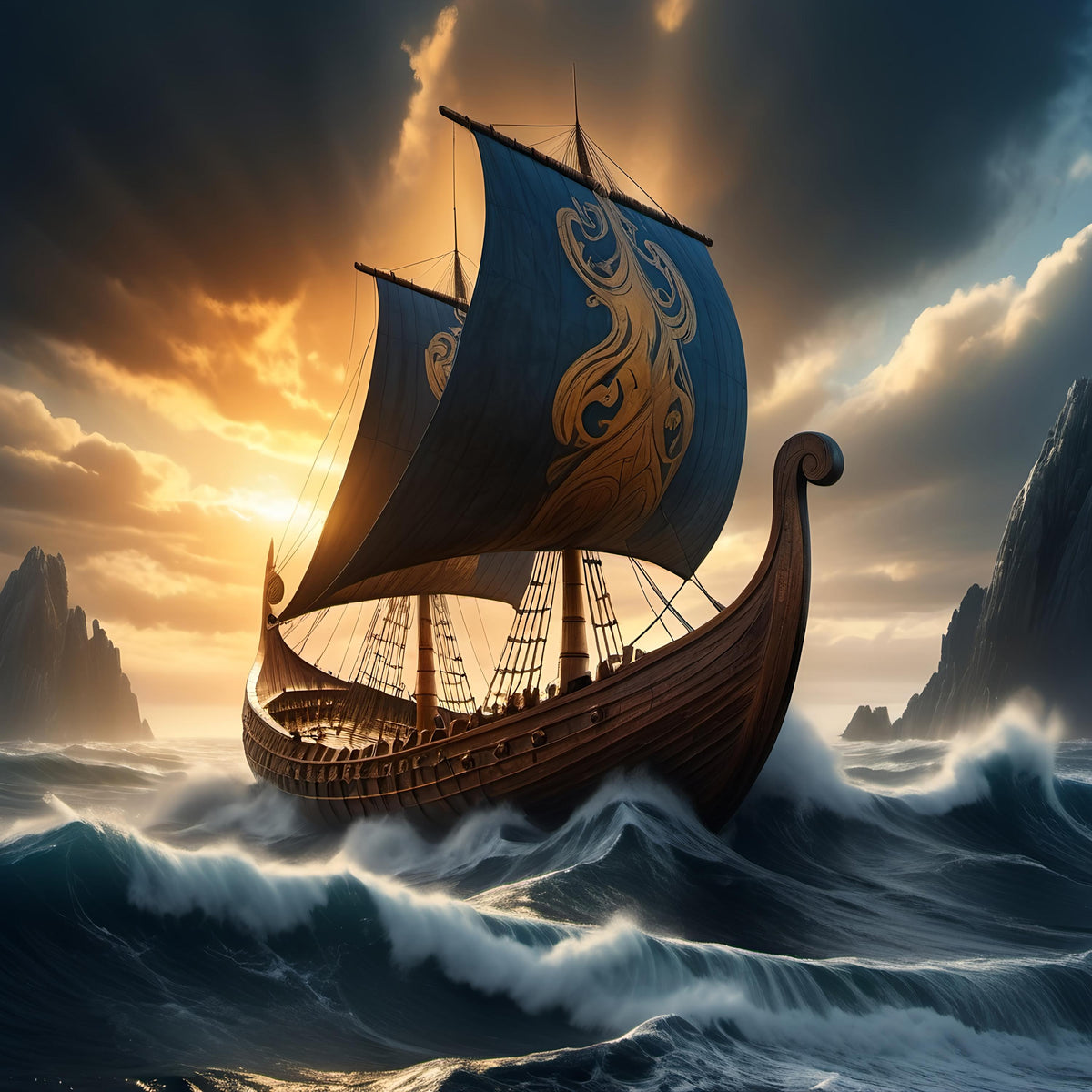 Viking Ship Seascape Art Print: Norse Adventure (Digital Download)