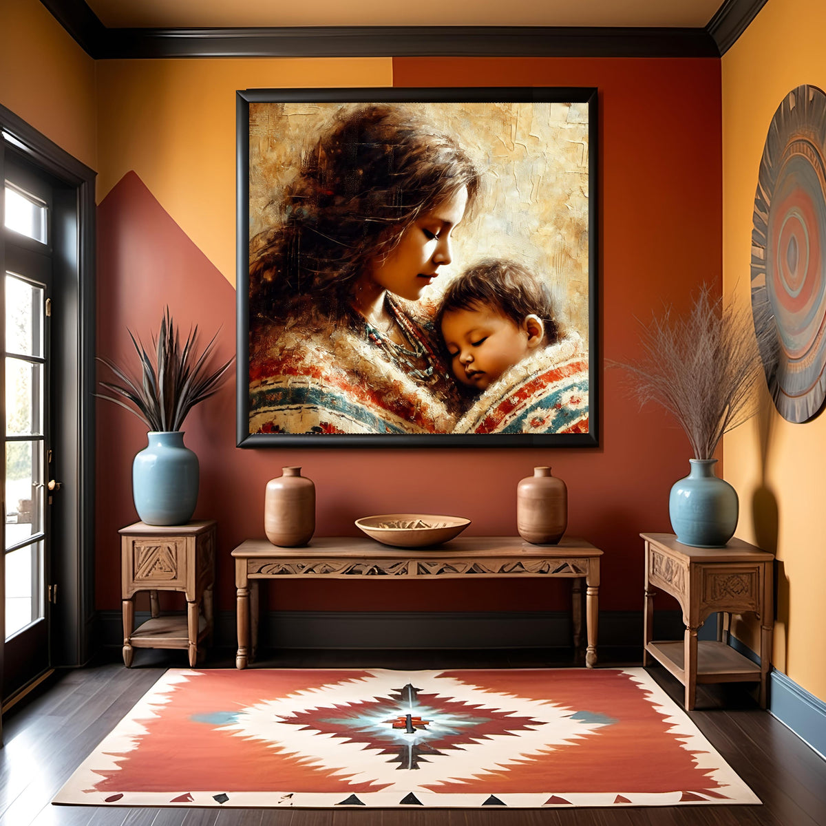 Native American Mother and Child Art Print: Impressionist Home Decor (Digital Download)
